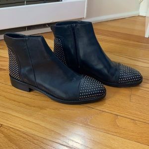 Sexy and comfy black booties with silver hardware